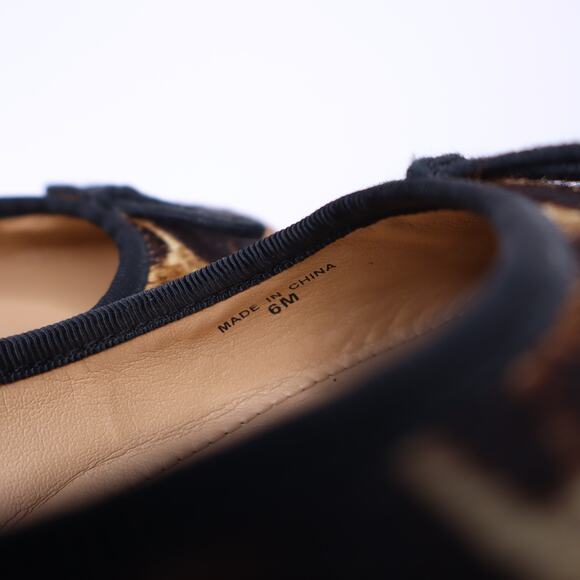 BANANA REPUBLIC Leopard Fur Ballet Flats Black Brown Round Toe Casual Women's 6M - Picture 6 of 8